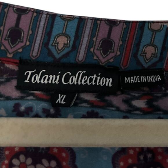 Tolani Printed V-Neck Tunic Top Blouse Women's XL Woven Modal Boho Geometric - Picture 3 of 6